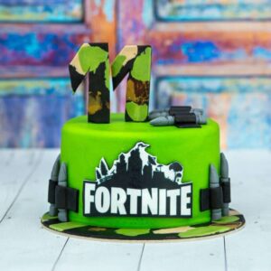 Zöld Fortnite torta számmal