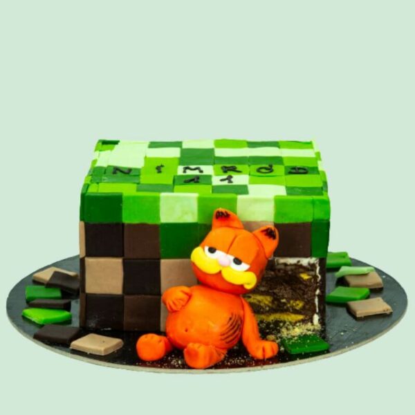 Garfield zöld kockás torta