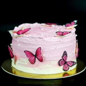 Rózsaszín pillangó torta