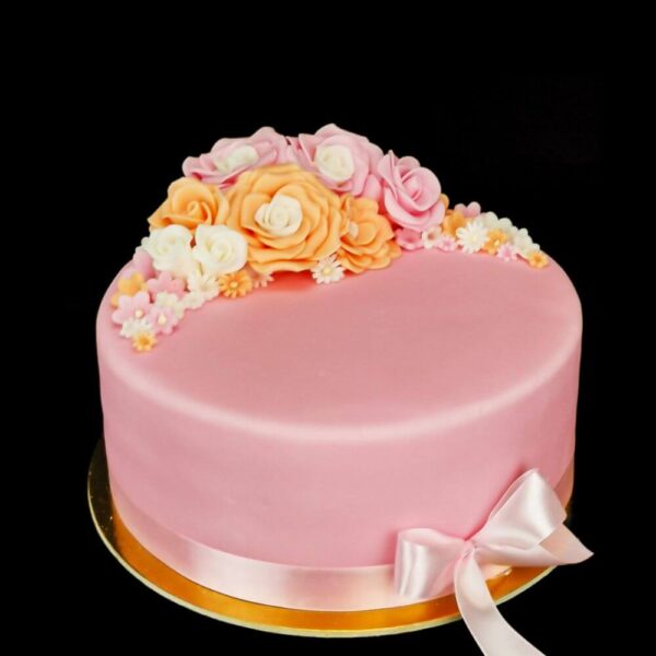 Narancs rózsaszín virágos torta