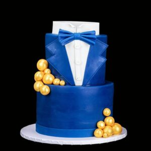 Gentleman torta kék emeletes arany gömbökkel