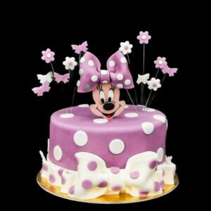 Lila Minnie egér torta masnival