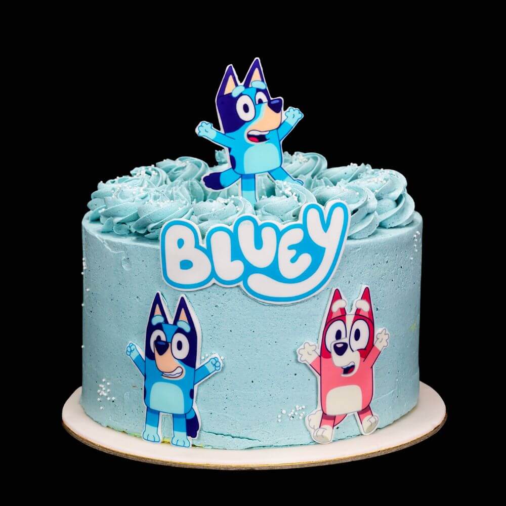 Bluey és Bingo kék torta