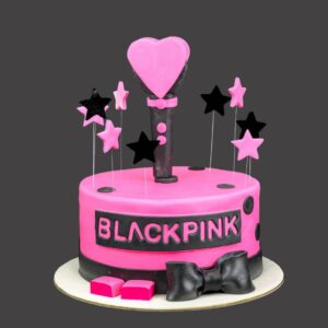 Black Pink fekete rózsaszín torta csillagokkal és szívvel